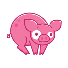 Isolated cartoon pig icon. Vector illustration.