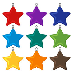 Nine multi colored Christmas balls