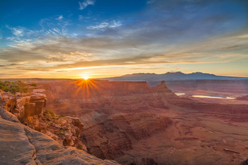 Sunrise at Dead Horse Point State Park with La Sal Mountains