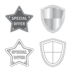 Isolated object of emblem and badge logo. Collection of emblem and sticker vector icon for stock.
