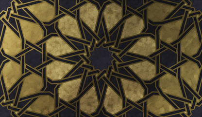 Islamic decorative pattern with golden artistic texture.