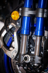 Fototapeta premium Motorcycle double front shock absorbers