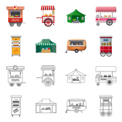 Vector design of market and exterior logo. Collection of market and food stock symbol for web.