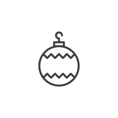 Christmas Ornament Ball outline icon. linear style sign for mobile concept and web design. Bauble simple line vector icon. Symbol, logo illustration. Pixel perfect vector graphics