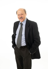 full body portrait of happy confident senior businessman