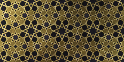 Islamic decorative pattern with golden artistic texture.
