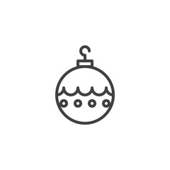 Christmas bauble outline icon. linear style sign for mobile concept and web design. Christmas ball toy simple line vector icon. Symbol, logo illustration. Pixel perfect vector graphics