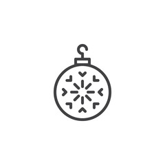 Fototapeta na wymiar Bauble outline icon. linear style sign for mobile concept and web design. Christmas ball simple line vector icon. Symbol, logo illustration. Pixel perfect vector graphics