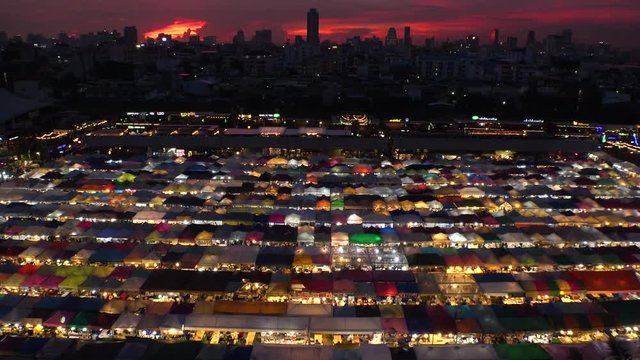 BANGKOK,  THAILAND - CIRCA OCTOBER 2018 : View of RATCHADA ROT FAI NIGHT MARKET.