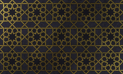 Islamic decorative pattern with golden artistic texture.