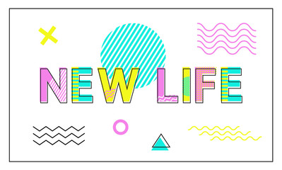 New Life Poster Geometric Figures in Linear Style