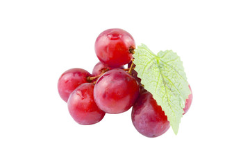 Ripe red grape isolated on white background - clipping paths
