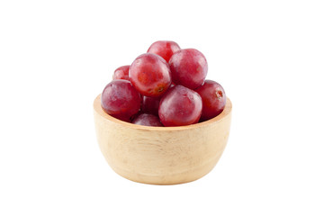 Fototapeta na wymiar Ripe red grapes in bowl isolated on white background - clipping paths