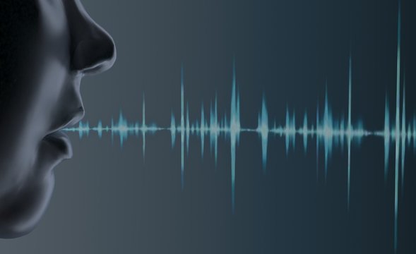 3d rendering head voice recognition system of blue ground