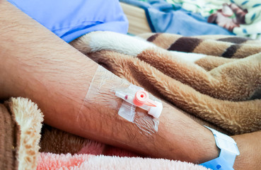 Cannula in hand close up