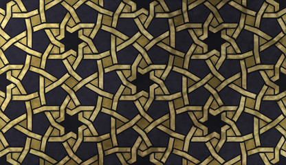 Islamic decorative pattern with golden artistic texture.
