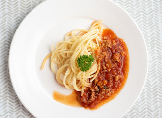 Spaghetti with meat souce