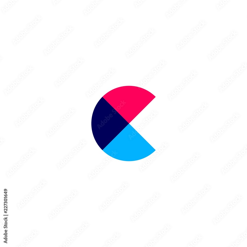 Wall mural c letter overlapping logo vector icon