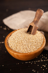 Raw quinoa seeds in a bowl