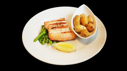 salmon steak with potato