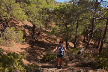 Obraz premium Hiking on the trail from Awlona to Diafani on Karpathos in Greece
