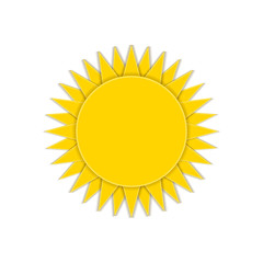 Vector Sun Isolated on White Background, Origami Style Illustration.