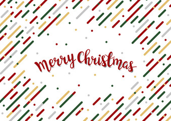 Obraz premium Merry Christmas templates memphis style geometric pattern. Colorful background with lines, circles, squares and copy space. Vector Illustration.
