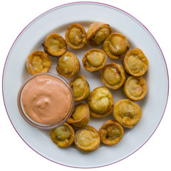 Fried dumplings with sauce