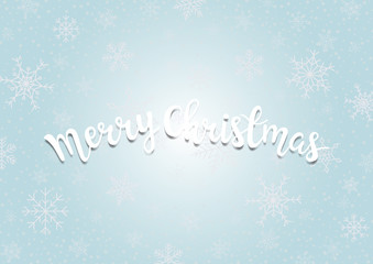 Merry Christmas and Happy New Year background. Winter blue sky with beautiful falling snowflake. Vector illustration