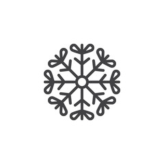 Snowflake outline icon. linear style sign for mobile concept and web design. Snow winter holiday simple line vector icon. Symbol, logo illustration. Vector graphics