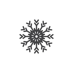 Obraz premium Snowflake outline icon. linear style sign for mobile concept and web design. Snow winter holiday simple line vector icon. Symbol, logo illustration. Vector graphics