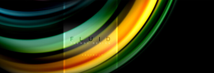 Fluid colors abstract background colorful poster, twisted liquid design on black, colorful marble or plastic wave texture backdrop, multicolored template for business or technology presentation or web