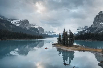 Foto auf Acrylglas Dunkelgrau Spirit Island - Alberta - Maligne Lake