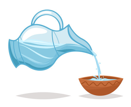 Drink water pour glass jug bowl cartoon icon vine design vector illustration