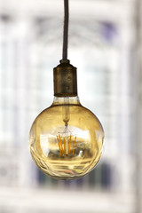 vintage led bulbs decoration in city street festival