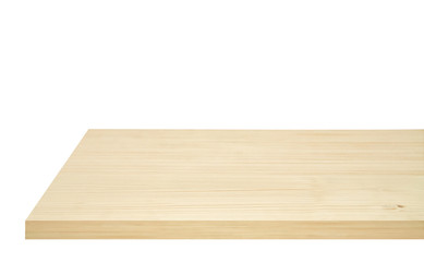 Empty maple table corner on white background including clipping path 