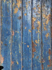 A weathered blue metal plate in Mazatlán-Mexico 