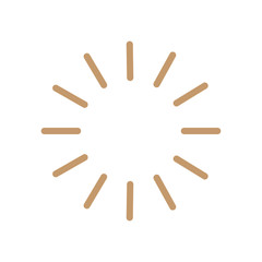 Vintage sunburst design element gold color on white background.