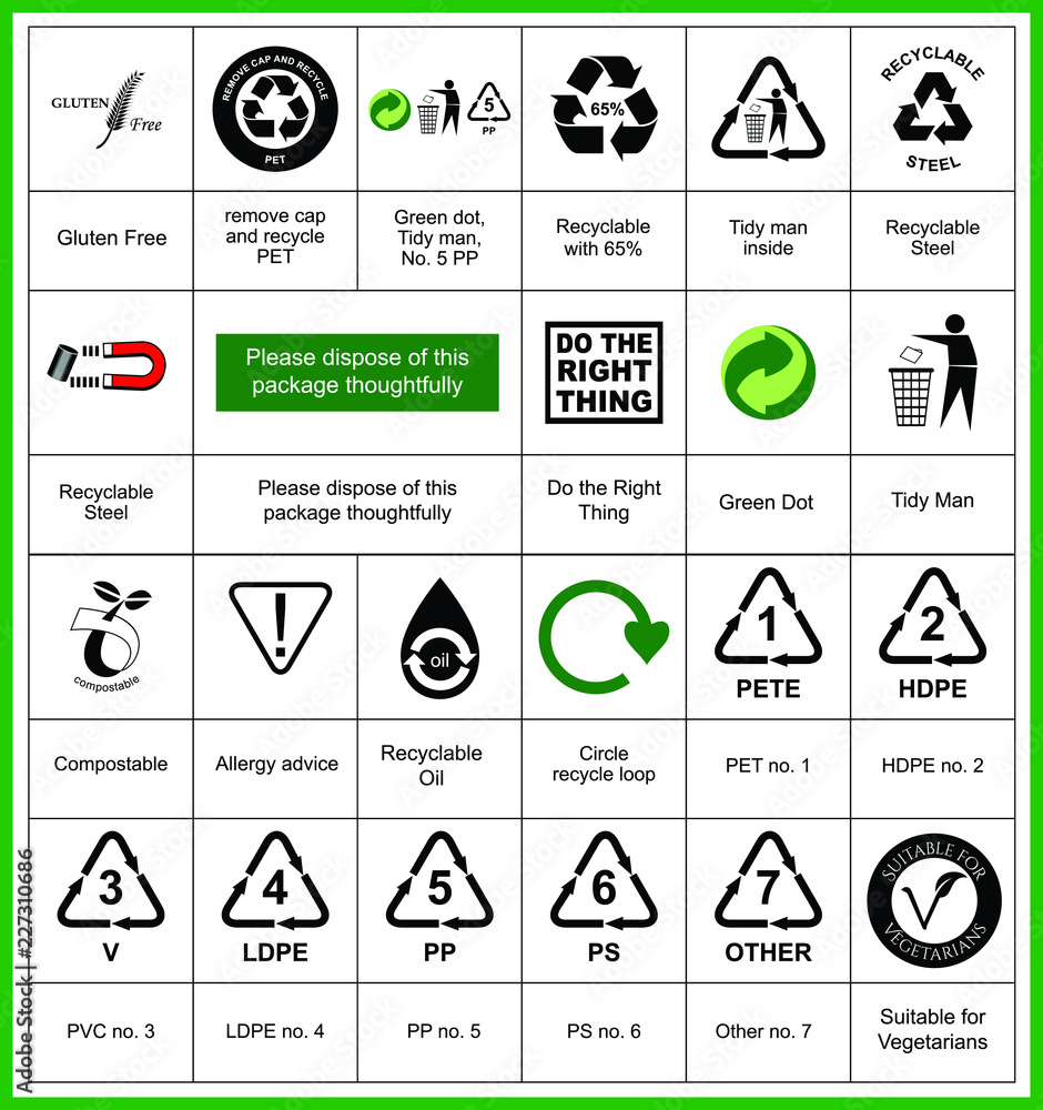 Fototapete set of reduce reuse recycle element concept. easy to modifyv