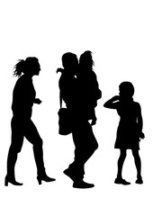 Families with little child on white background