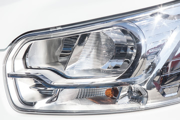 headlight of prestigious car closeup