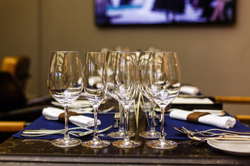 Table setting in a restaurant for banquet