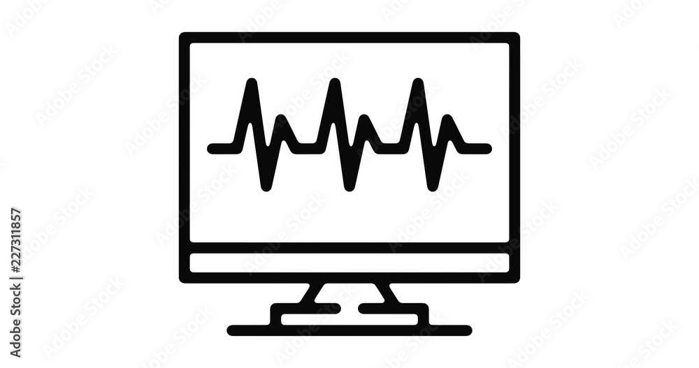 Poster pulse monitoring line icon motion graphic animation with alpha channel.