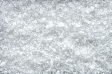 Large White Sea Salt. Close Up. Macro. Top View.