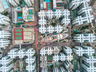 Hong Kong City at aerial view in the sky