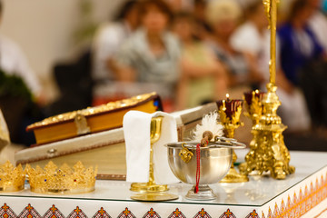 Church interior, wedding ceremony in church