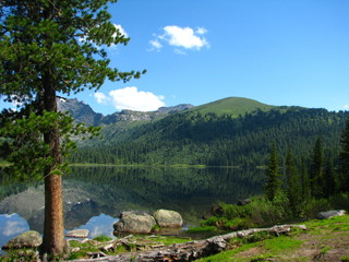 Scenic summer landscape of a beautiful mountain lake.
