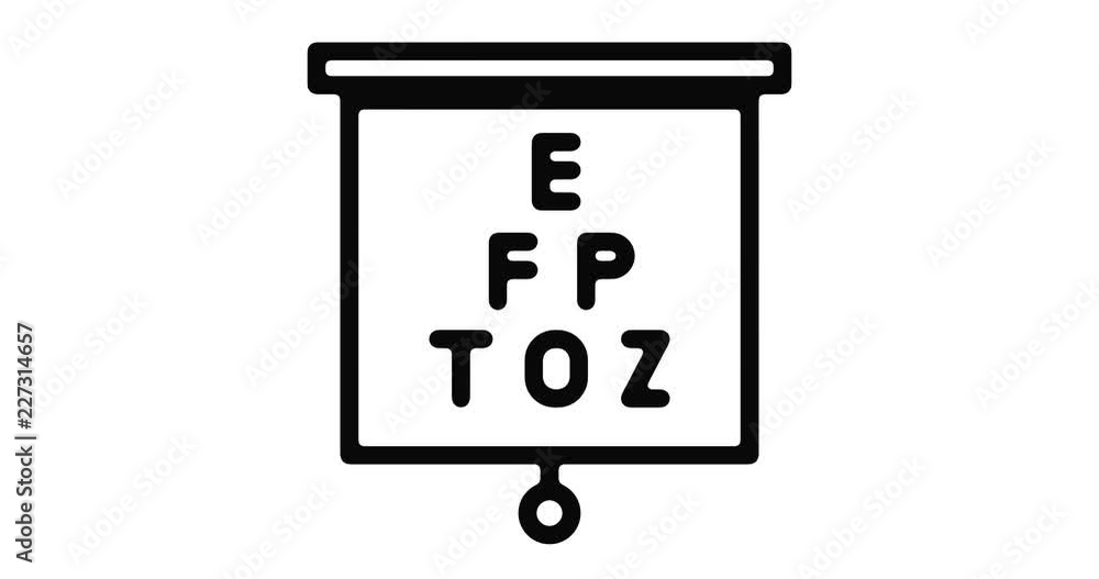 Poster sight test line icon motion graphic animation with alpha channel.