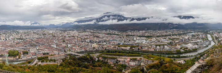 Fototapeta na wymiar view of Grenoble since the Bastille
