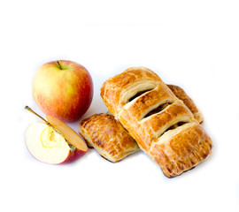 Apple pie on white background